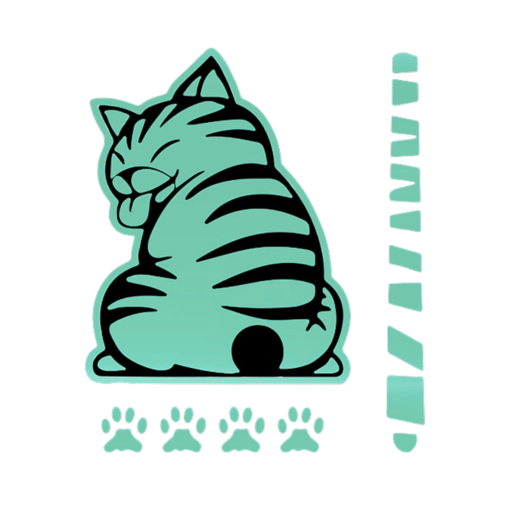 Autocollant pour essuie-glace chat espiègle -Turquoise - Ozerty
