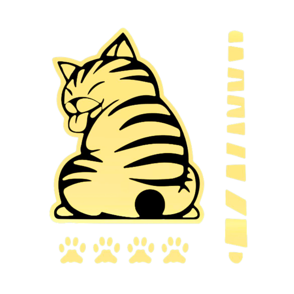 Autocollant pour essuie-glace chat espiègle -Jaune - Ozerty