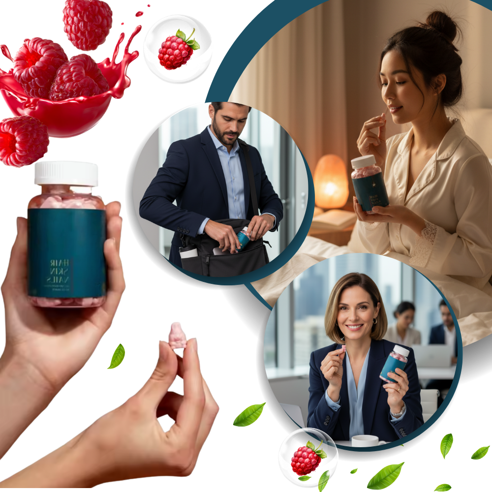 Gummies à la framboise enrichies en biotine - Ozerty
