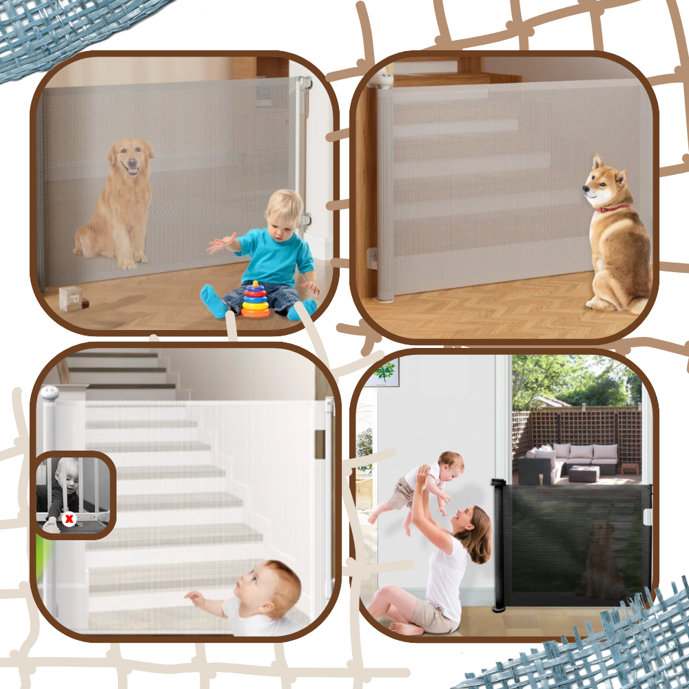 Barrière rétractable en maille pour animaux domestiques et bébés - Ozerty