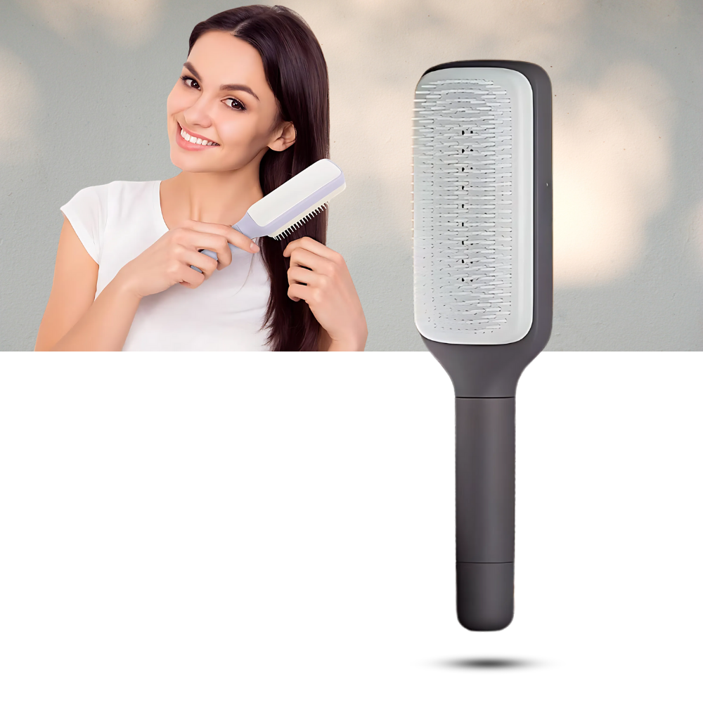 Brosse à cheveux autonettoyante pour le massage du cuir chevelu - Ozerty