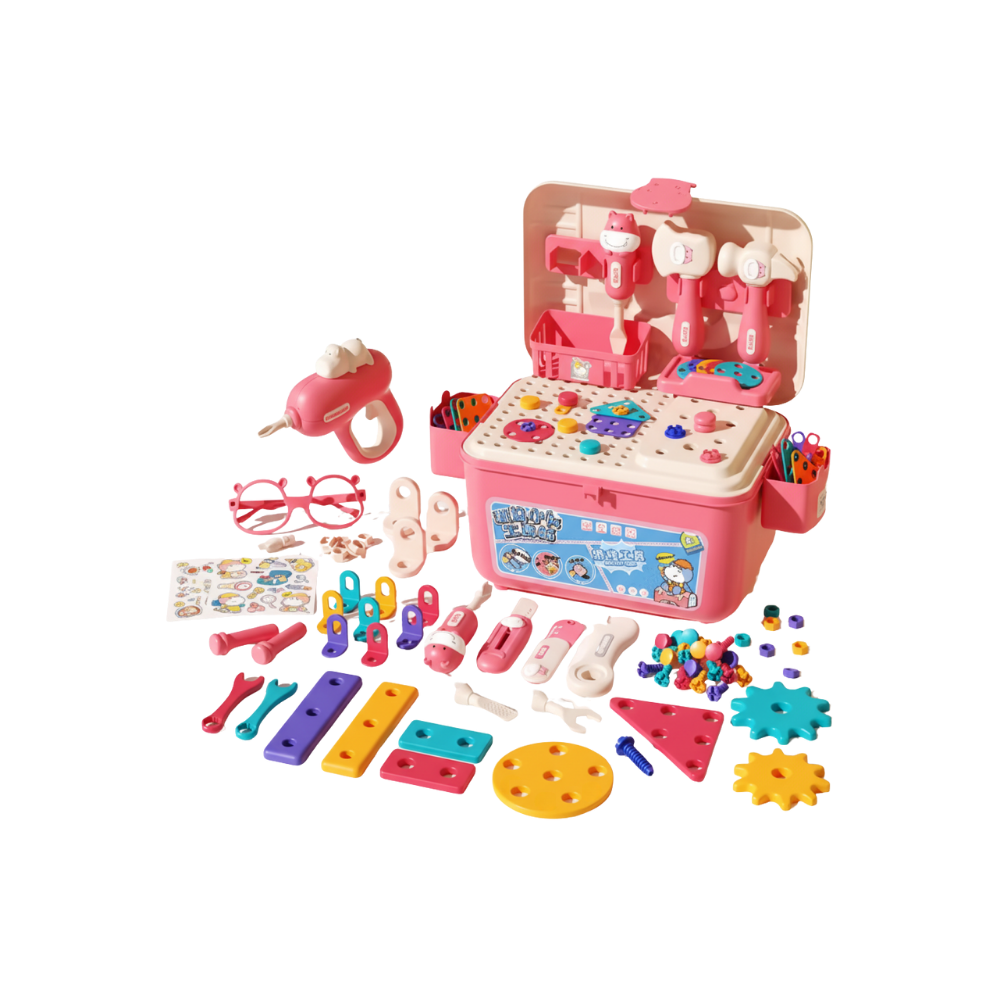 Jouet puzzle à vis avec boîte à outils bricolage -Rose - Ozerty