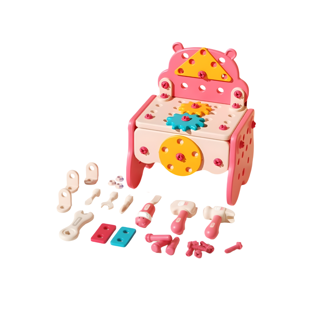 Jouet puzzle à vis avec boîte à outils bricolage -Rose - Ozerty