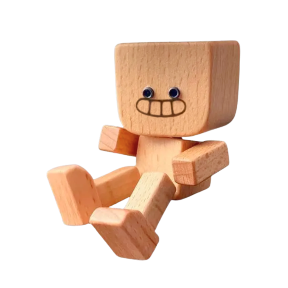 Figurine mobile d'homme en bois -Sourire effronté - Ozerty