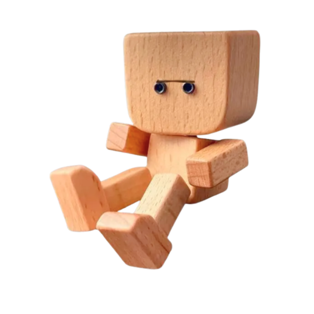 Figurine mobile d'homme en bois -Visage impassible - Ozerty