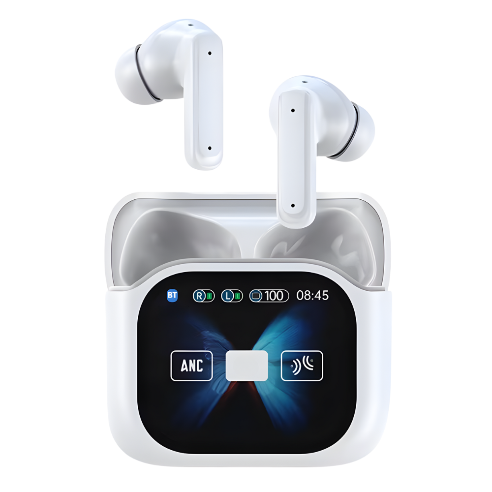 Écouteurs bluetooth à réduction de bruit avec écran tactile -Blanc - Ozerty