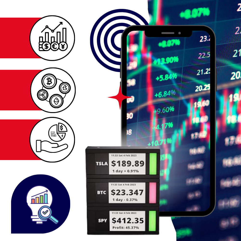 Afficheur bourse et crypto en direct avec design empilable - Ozerty