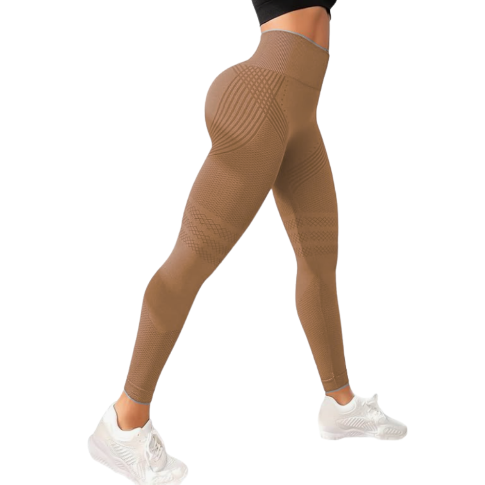 Leggings 3D de compression extensibles et sans coutures -Marron - Ozerty