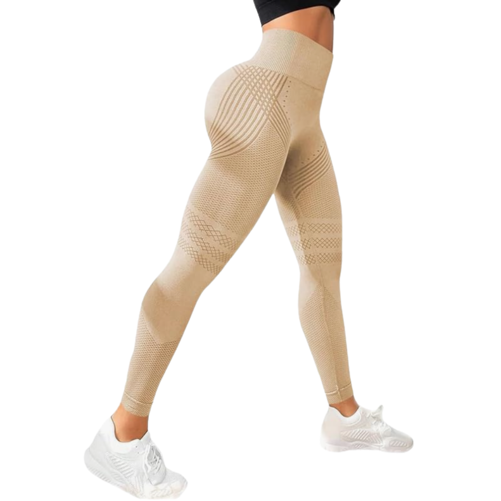 Leggings 3D de compression extensibles et sans coutures -Beige - Ozerty