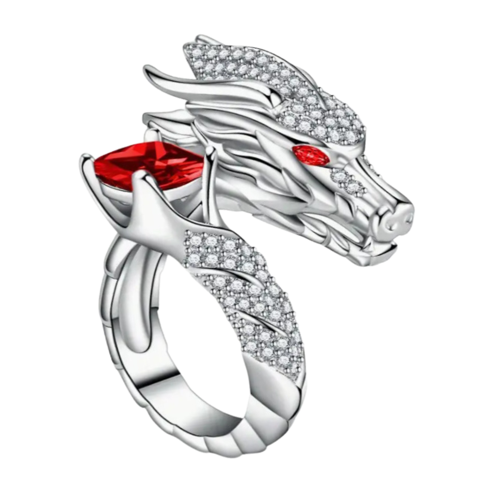 Bague artisanale unique en argent en forme de dragon - Ozerty