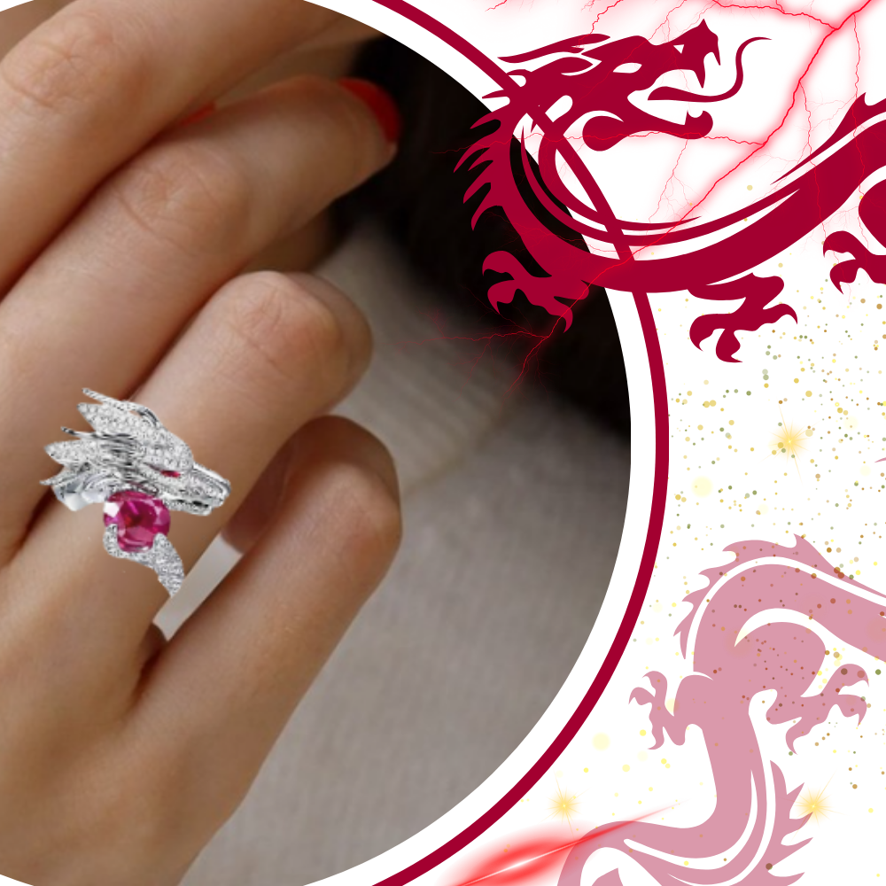 Bague artisanale unique en argent en forme de dragon - Ozerty