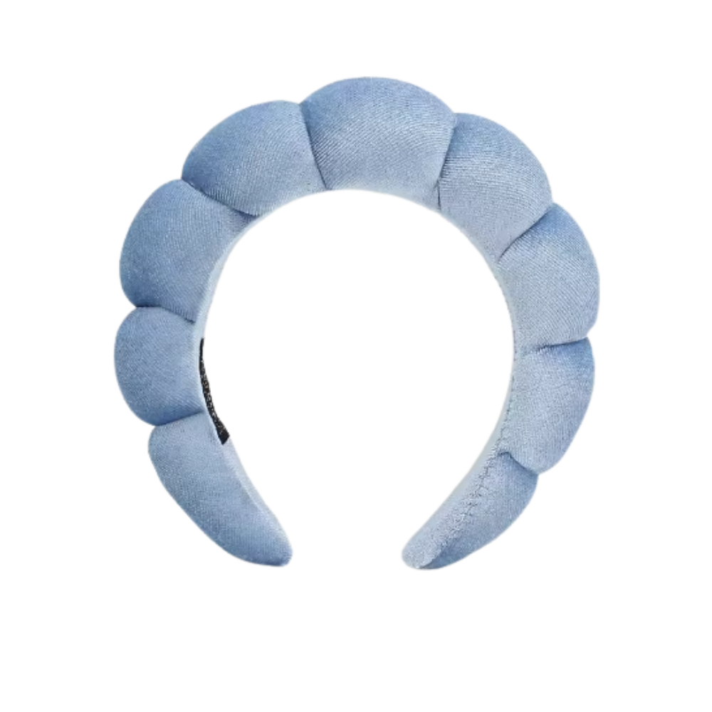 Bandeau en velours rembourré pour les soins de la peau -Bleu clair - Ozerty