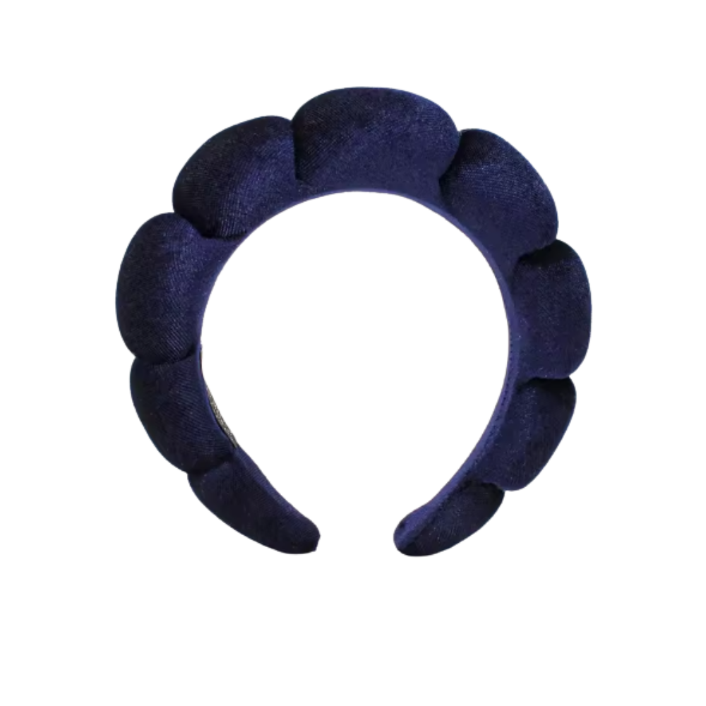 Bandeau en velours rembourré pour les soins de la peau -Bleu marine - Ozerty