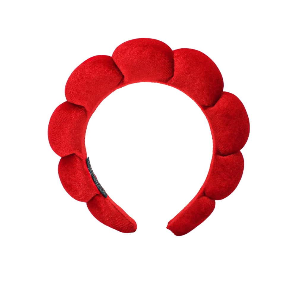 Bandeau en velours rembourré pour les soins de la peau -Rouge - Ozerty