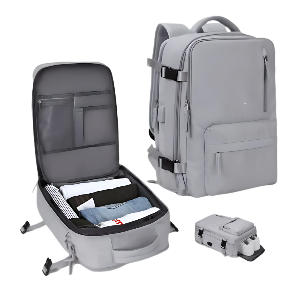 Sac à dos de voyage étanche à chargement USB
-Gris - Ozerty