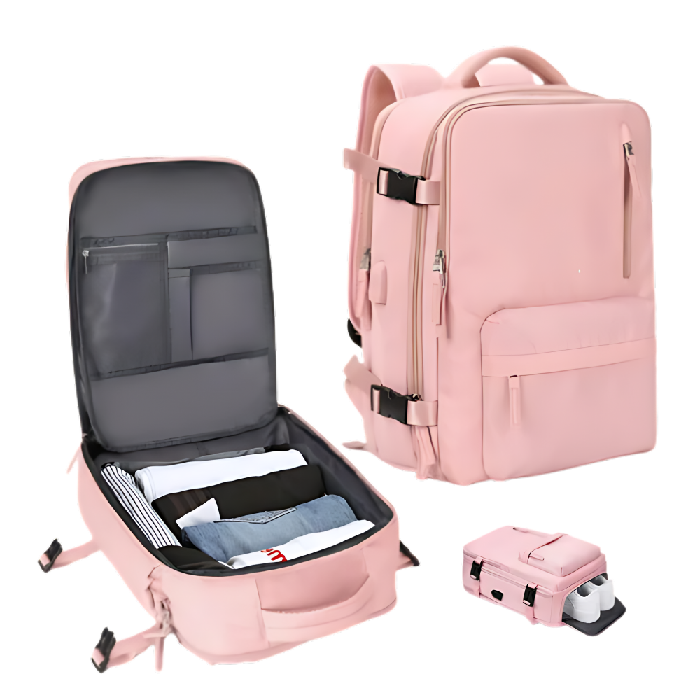 Sac à dos de voyage étanche à chargement USB
-Rose - Ozerty