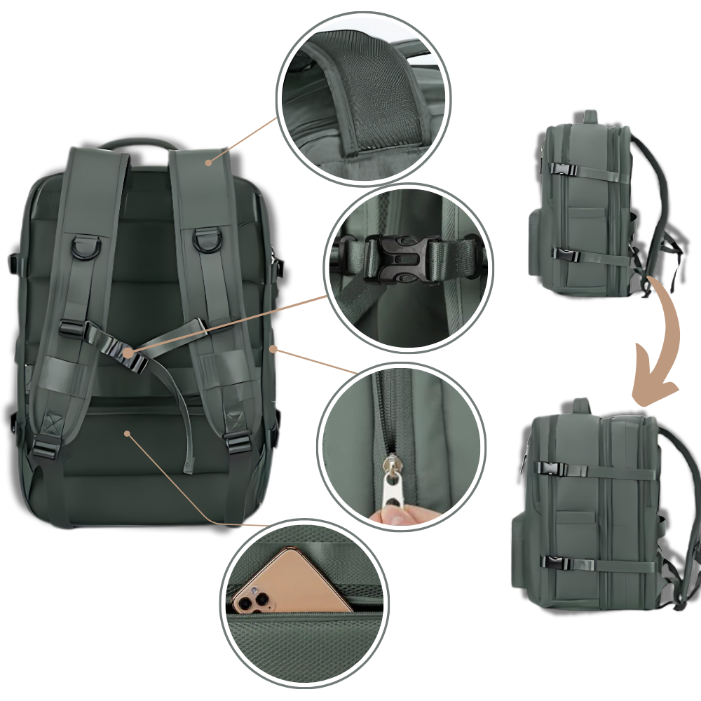 Sac à dos de voyage étanche à chargement USB
- Ozerty