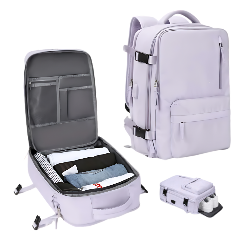 Sac à dos de voyage étanche à chargement USB
-Violet - Ozerty