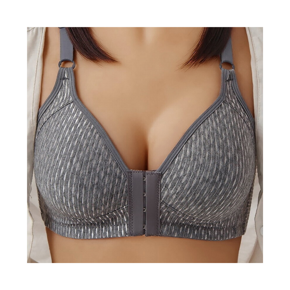 Soutien-gorge push-up grande taille sans fil
-Gris Coton piqué - Ozerty