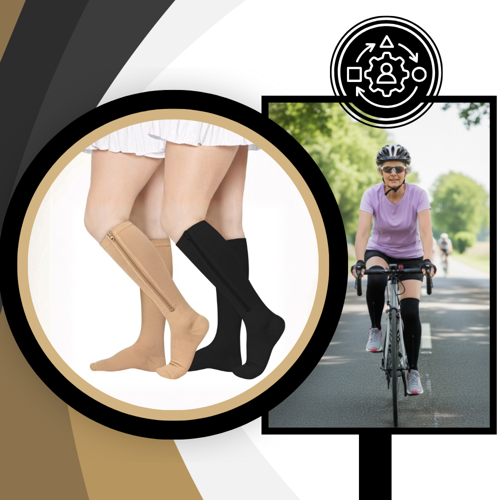 Chaussettes de compression montantes aux genoux avec fermeture éclair - Ozerty