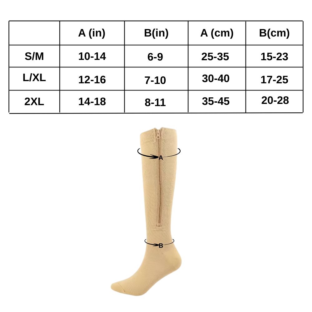 Chaussettes de compression montantes aux genoux avec fermeture éclair - Ozerty