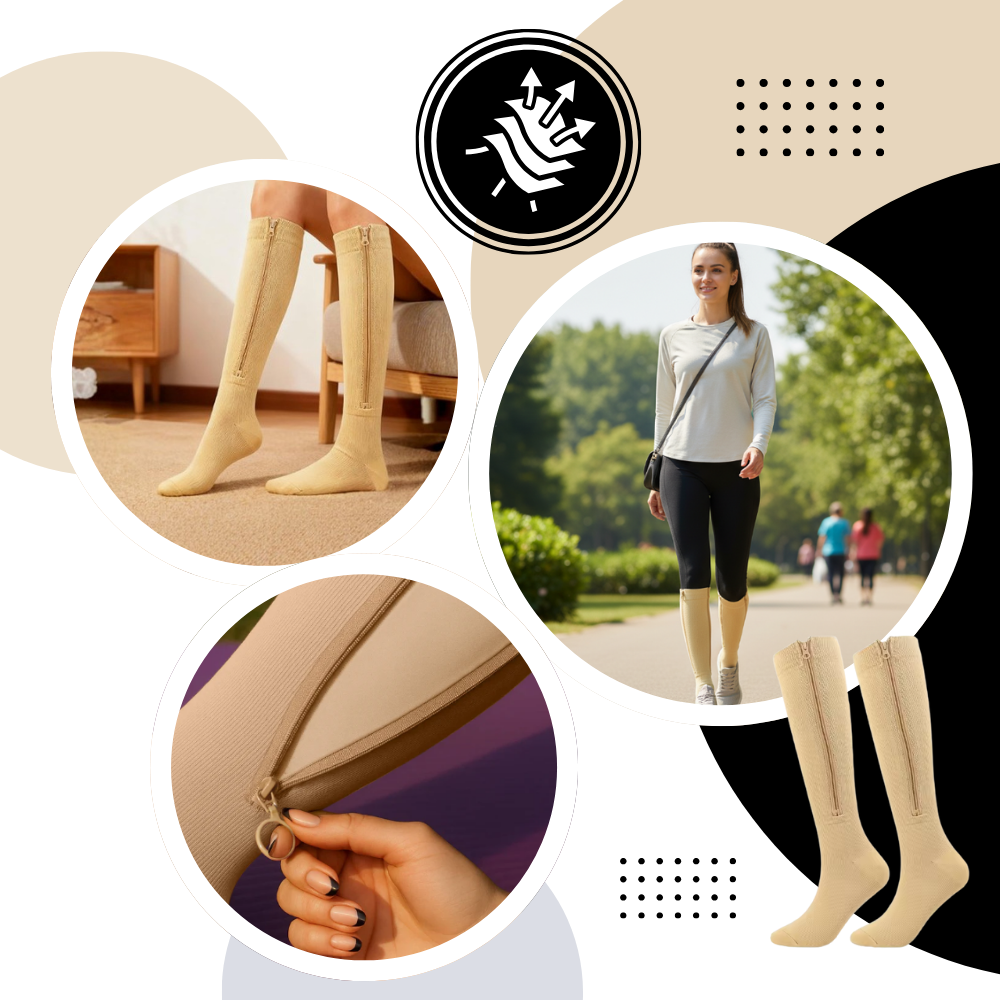 Chaussettes de compression montantes aux genoux avec fermeture éclair - Ozerty