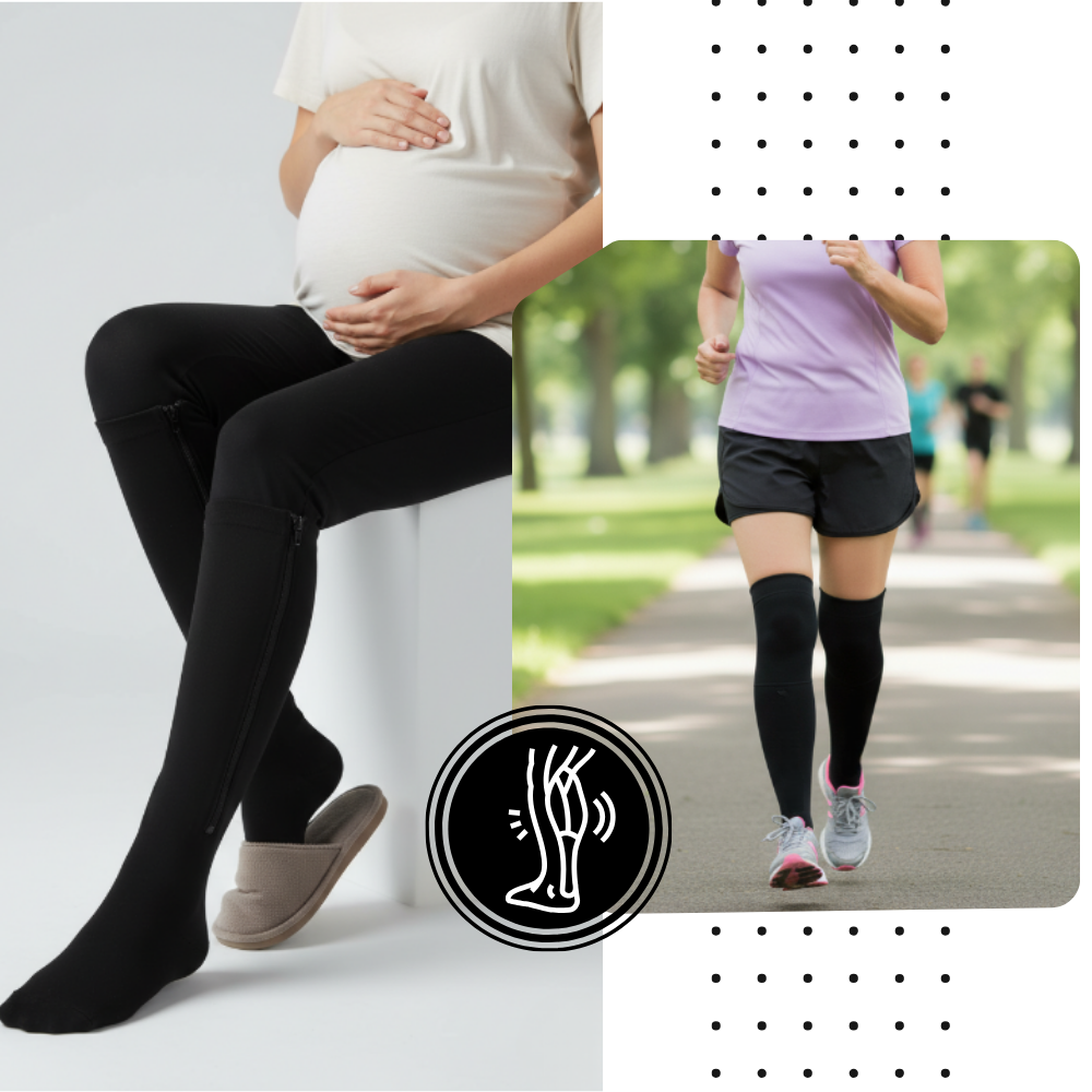 Chaussettes de compression montantes aux genoux avec fermeture éclair - Ozerty
