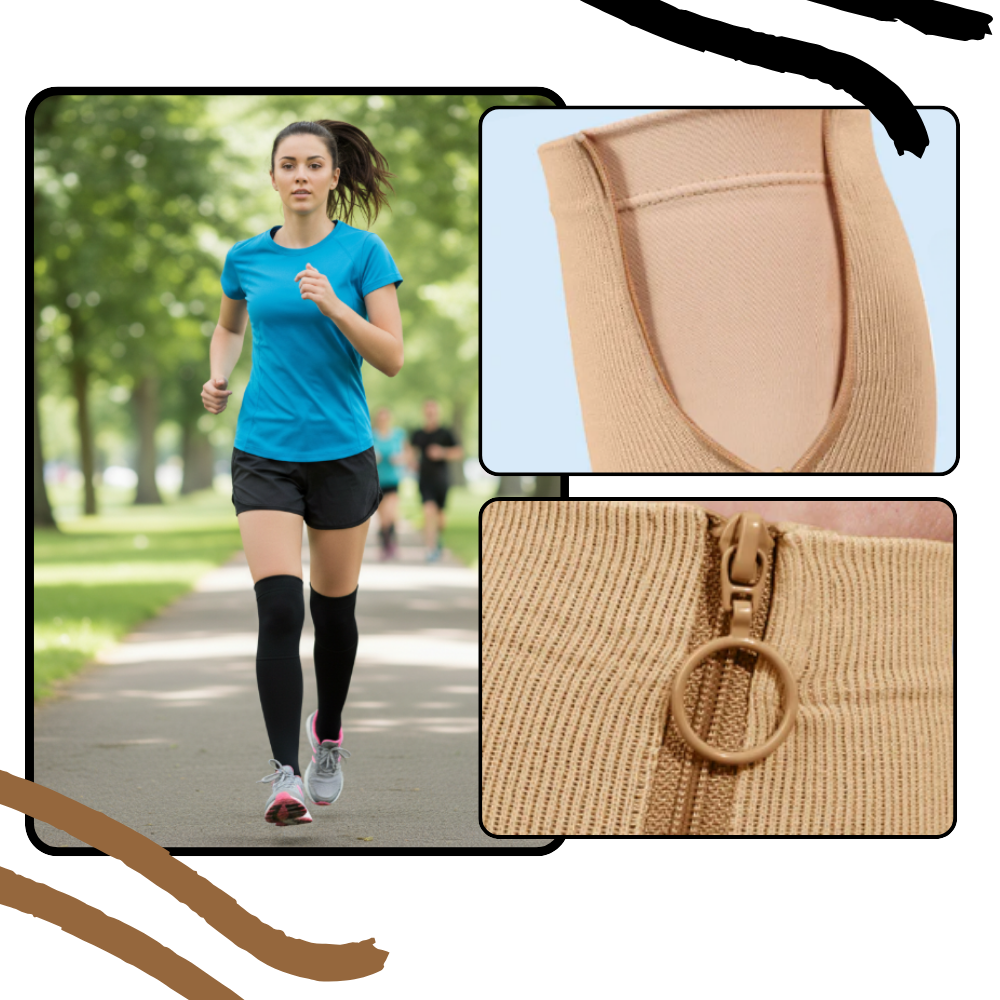 Chaussettes de compression montantes aux genoux avec fermeture éclair - Ozerty
