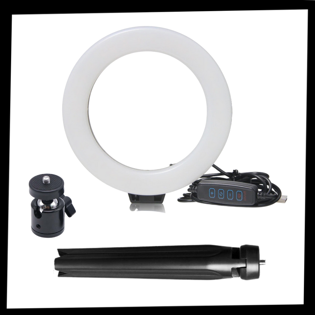 Lampe circulaire à LED de 16 cm avec trépied - Ozerty