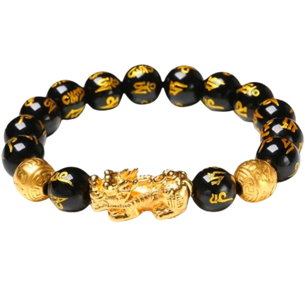 Bracelet en obsidienne noir et doré - Ozerty