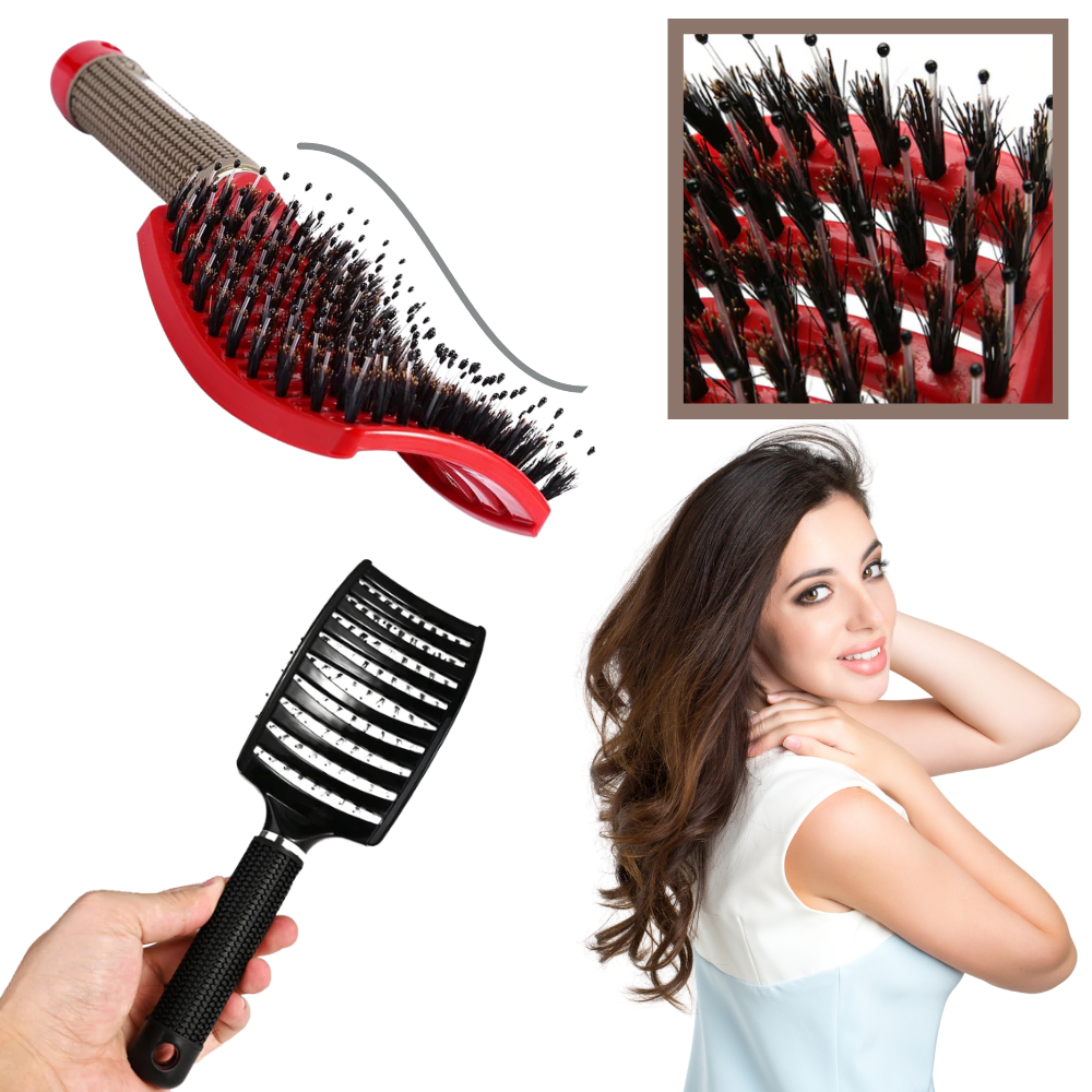 Brosse à cheveux massante en poils de sanglier - Ozerty