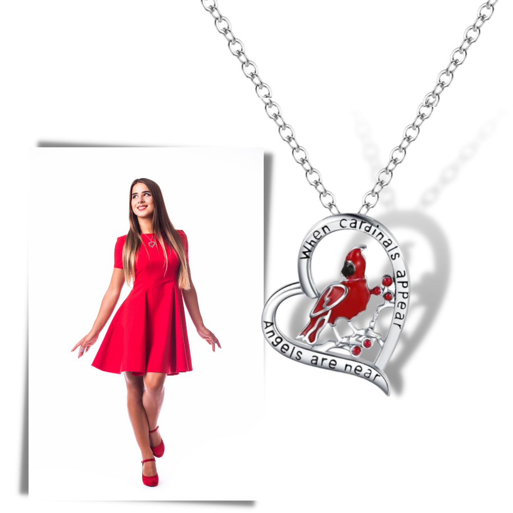 Collier à pendentif de cardinal en forme de cœur - Ozerty