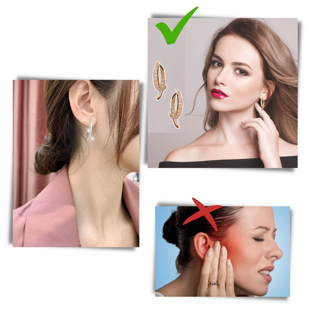 Boucles d'oreilles en argent/or en forme de courbe croisée - Ozerty