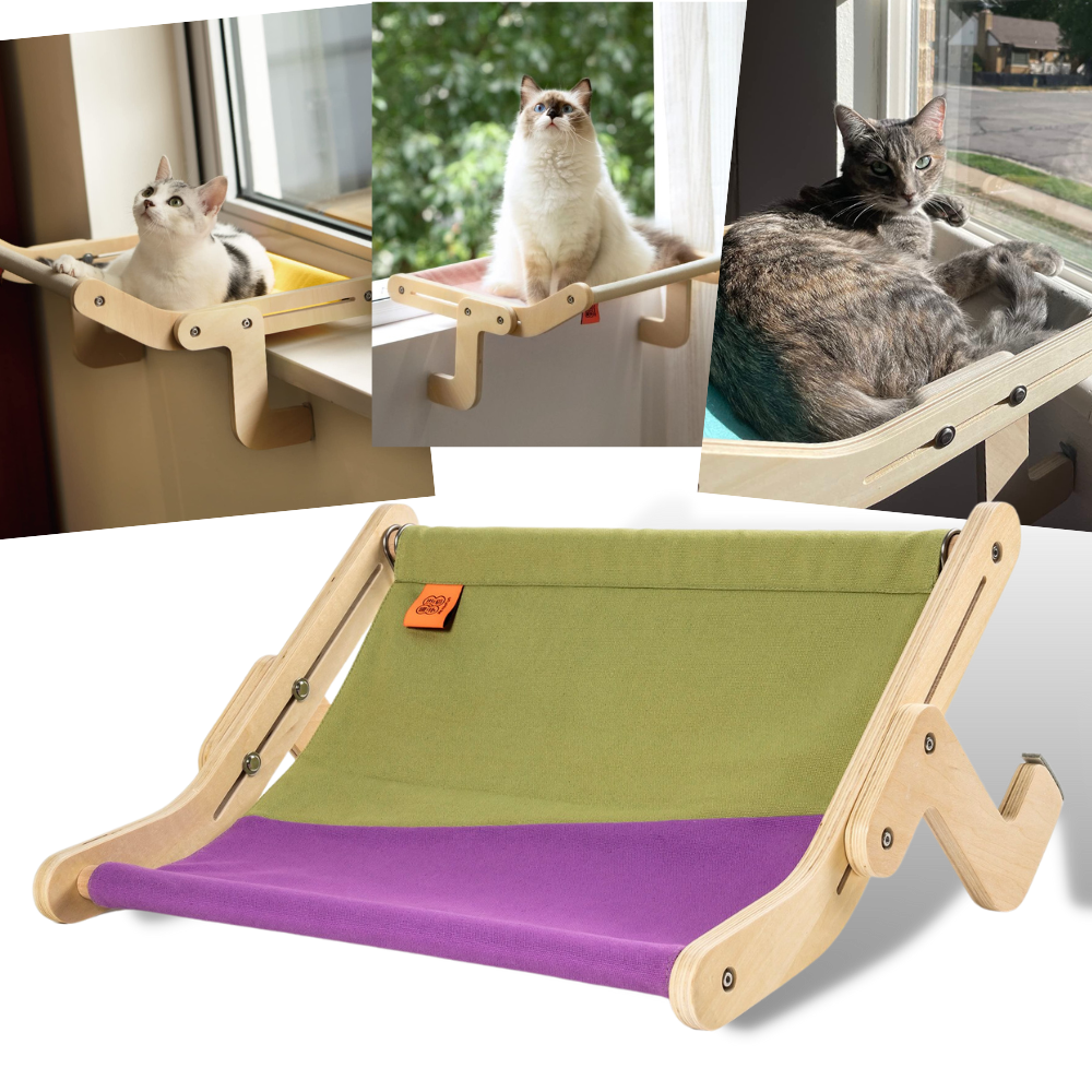 Perchoir de fenêtre en bois pour chat - Ozerty