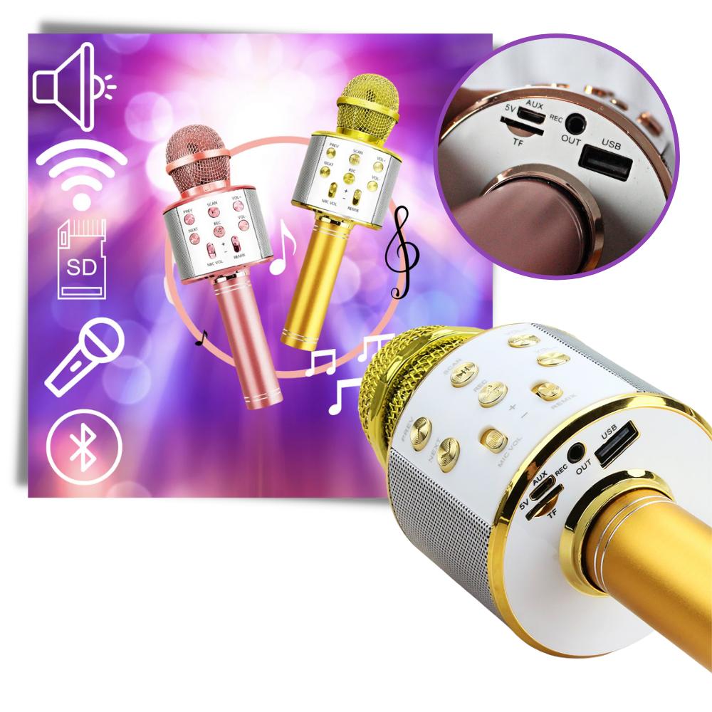 Microphone karaoké Bluetooth sans fil - Ozerty
