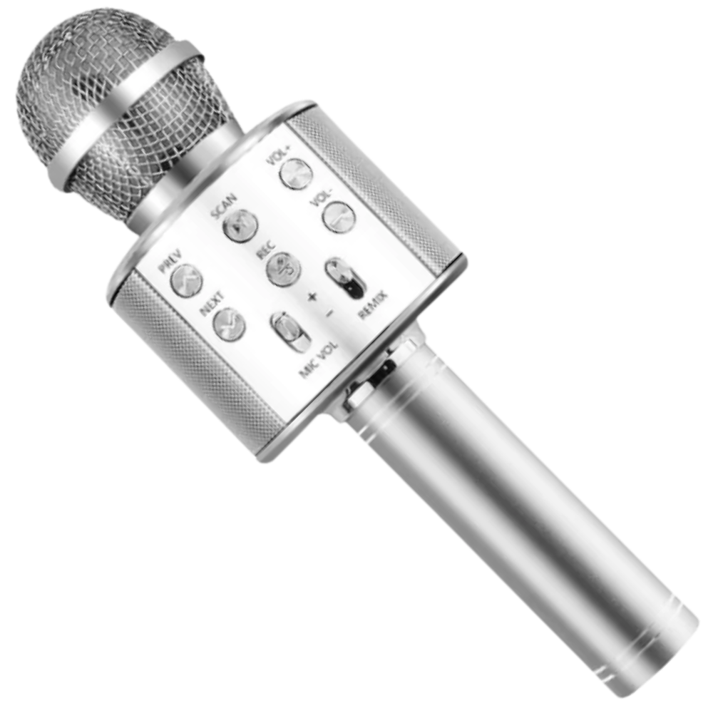 Microphone karaoké Bluetooth sans fil -Argenté/ - Ozerty