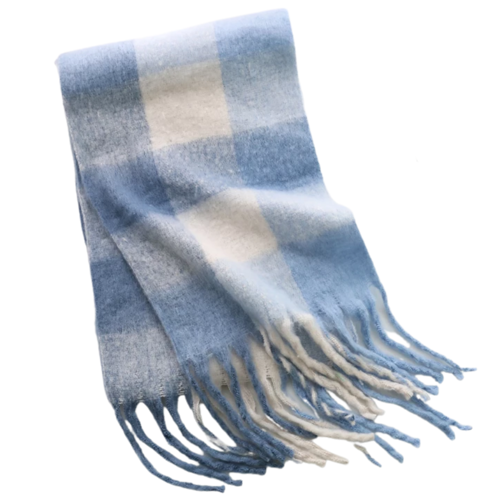 Écharpe d'hiver à carreaux pour femmes -Bébé bleu/ - Ozerty