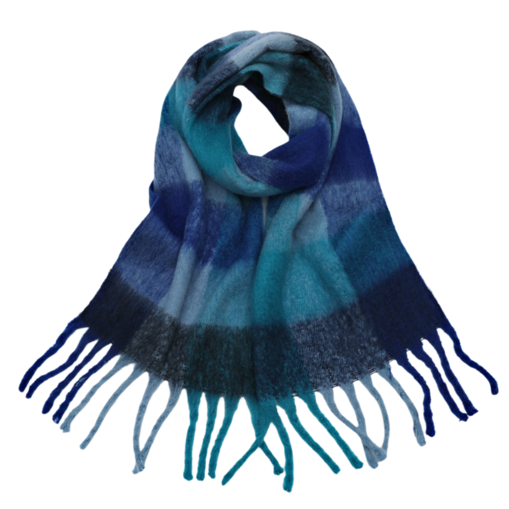 Écharpe d'hiver à carreaux pour femmes -Océan/ - Ozerty