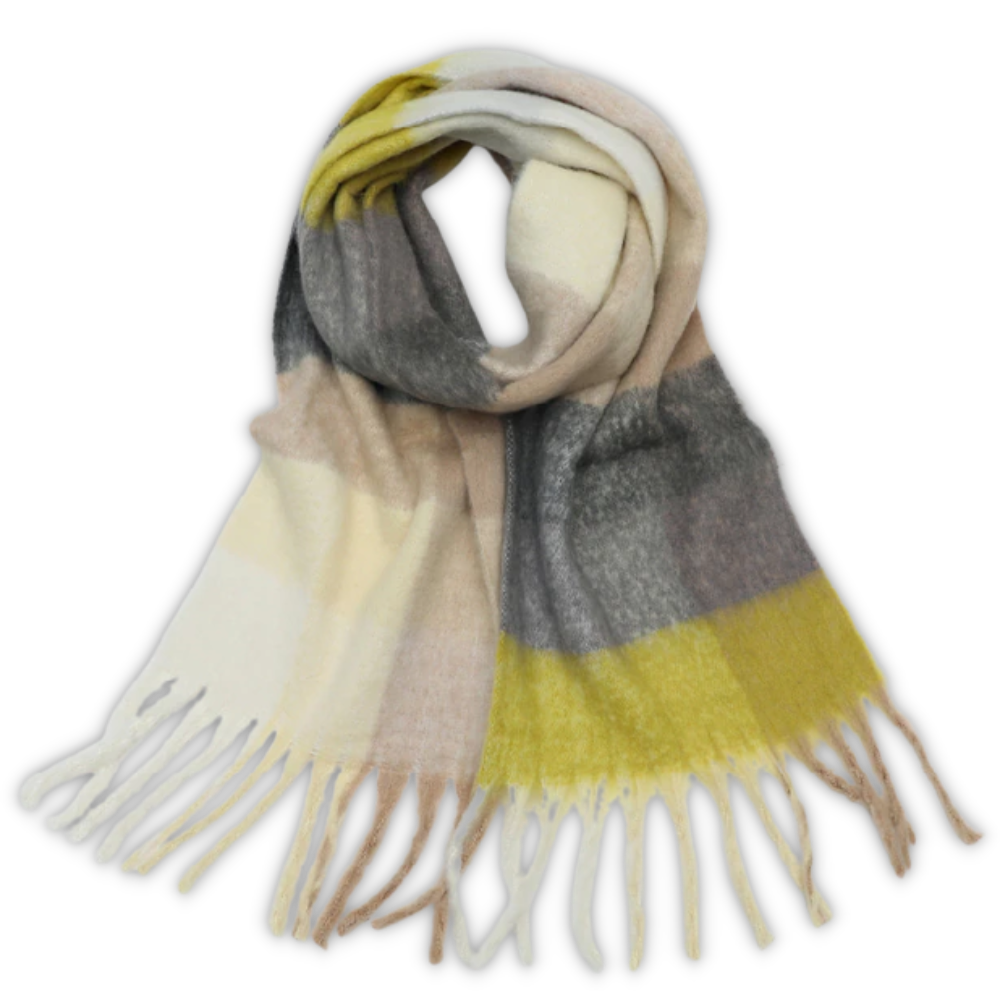 Écharpe d'hiver à carreaux pour femmes -Jaune/ - Ozerty