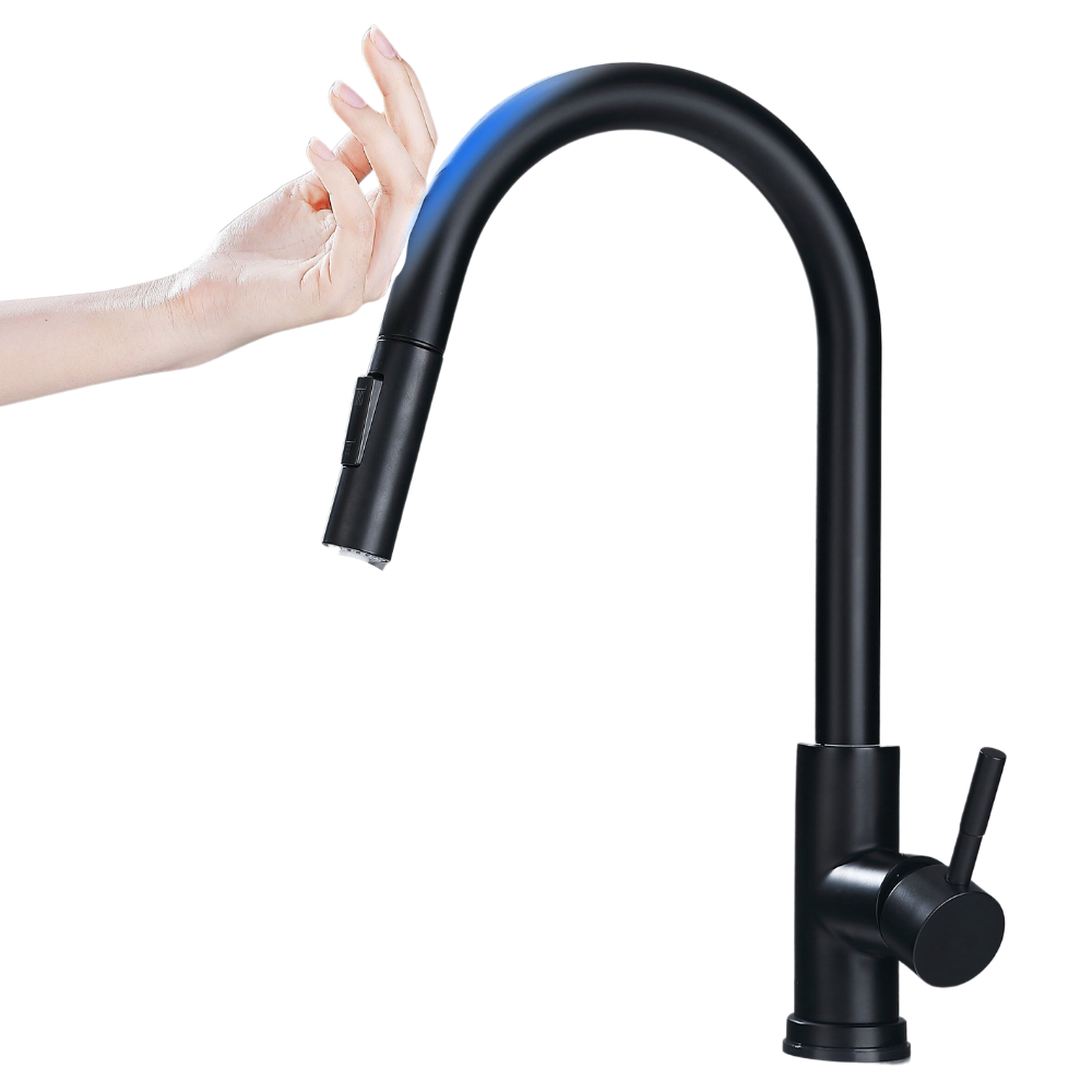 Robinet de cuisine flexible avec capteur -Noir mat/ - Ozerty