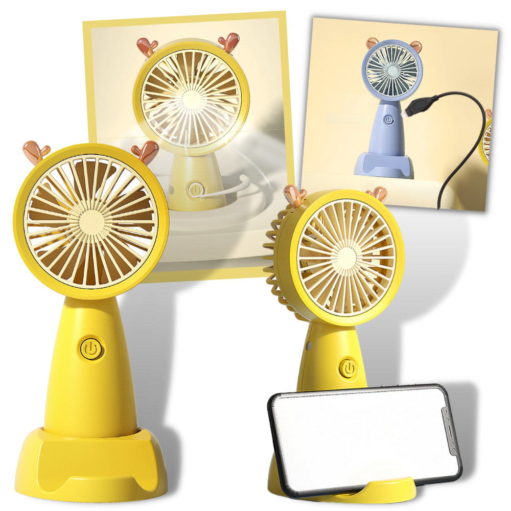 Mini ventilateur USB avec support pour téléphone - Ozerty