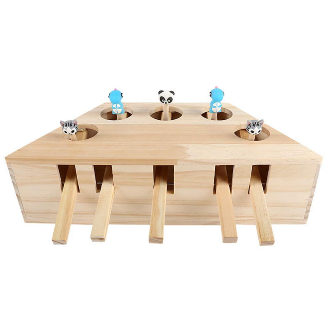 Jouet interactif en bois à 5 trous pour chat - Ozerty