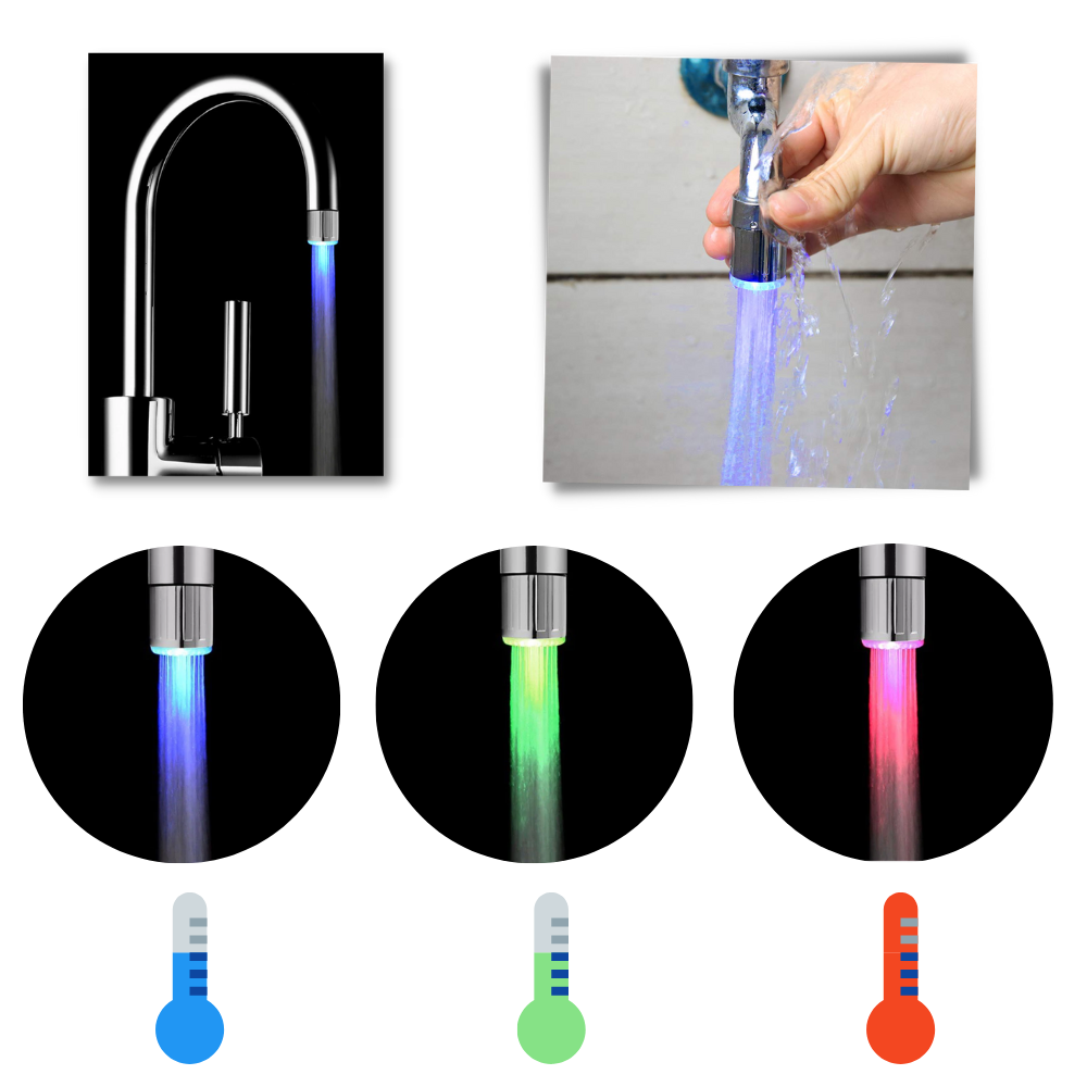 Buse de robinet avec capteur de température à couleur changeante - Ozerty