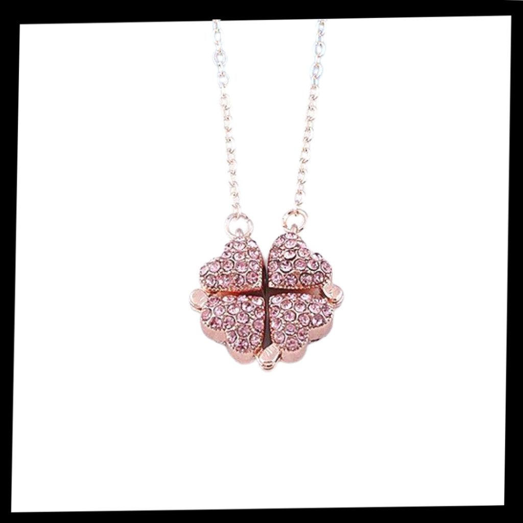 Collier réglable trèfle à 4 feuilles en forme de cœur - Ozerty