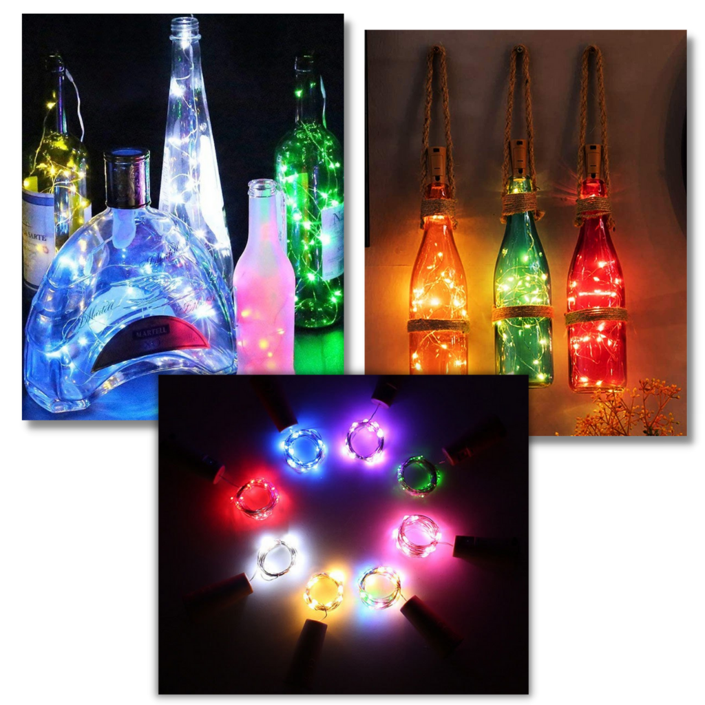 Guirlande lumineuse LED pour bouteille avec bouchon (lot de 3) - Ozerty