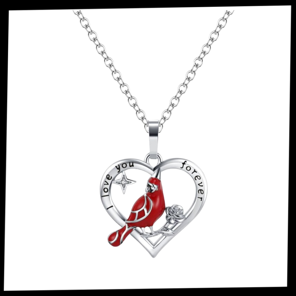 Collier à pendentif de cardinal en forme de cœur - Ozerty