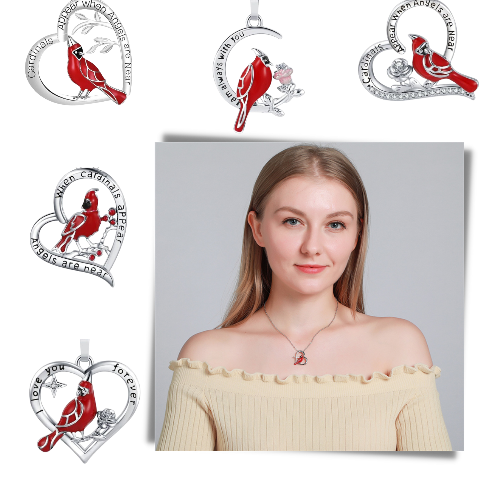 Collier à pendentif de cardinal en forme de cœur - Ozerty