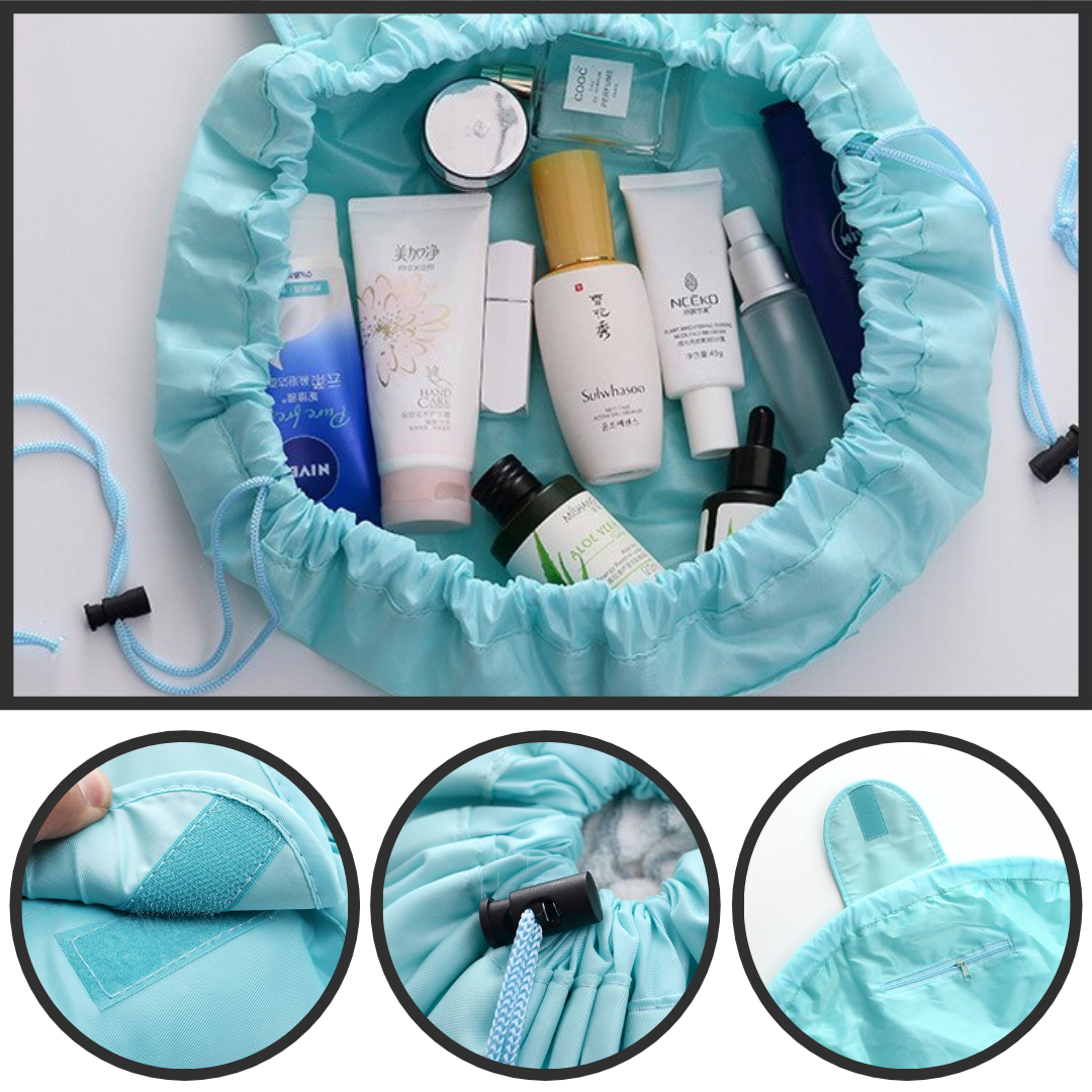 Pochette de maquillage pliable avec fermeture à cordon - Ozerty