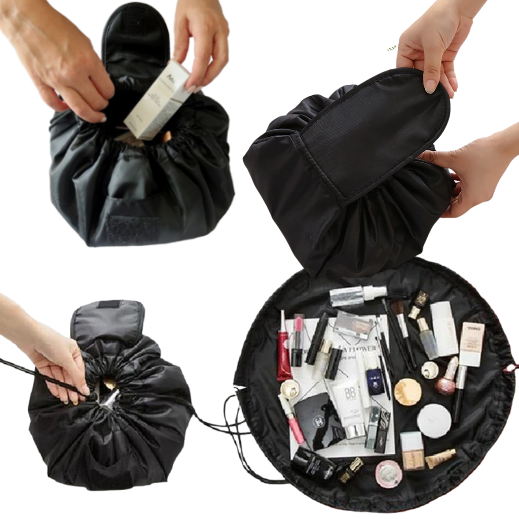 Pochette de maquillage pliable avec fermeture à cordon - Ozerty