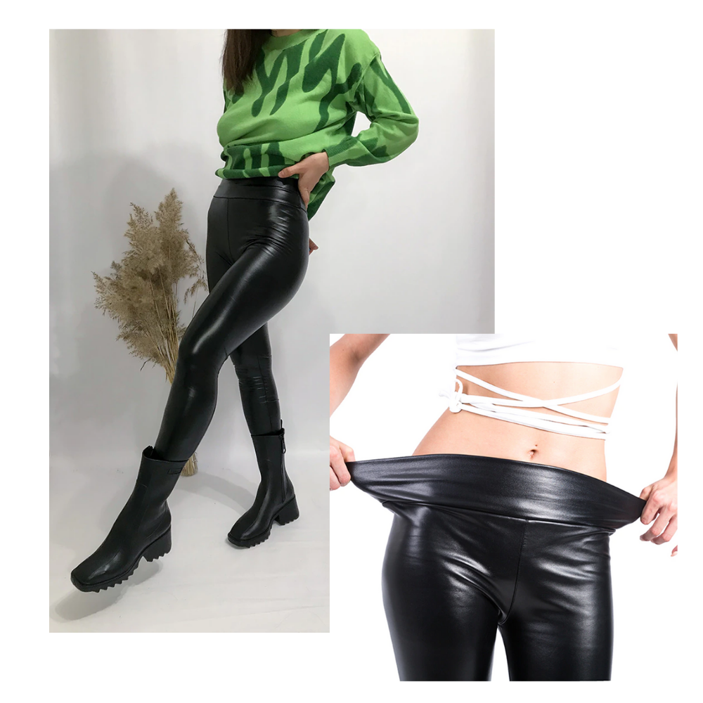 Pantalon en cuir artificiel à taille haute - Ozerty